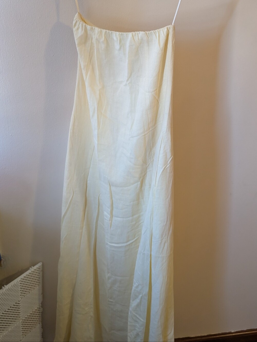 Women's Yellow Cream Strapless Slip Dress